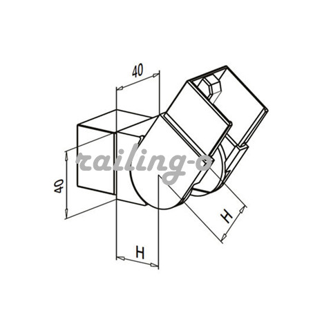 40X40MM SQUARE SLOTTED TUBE UPWARD ADJUSTABLE CONNECTOR