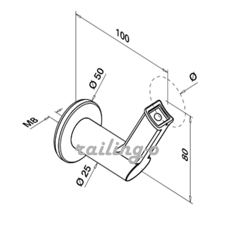 Adjustable wall handrail bracket