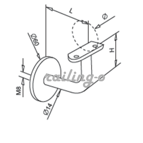 Handrail Bracket With Curved Slim Stem