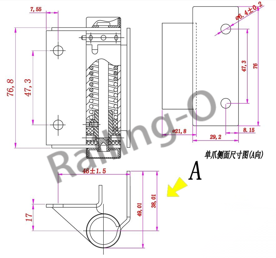 SPRING HINGE GLASS TO SQUARE POST HINGES