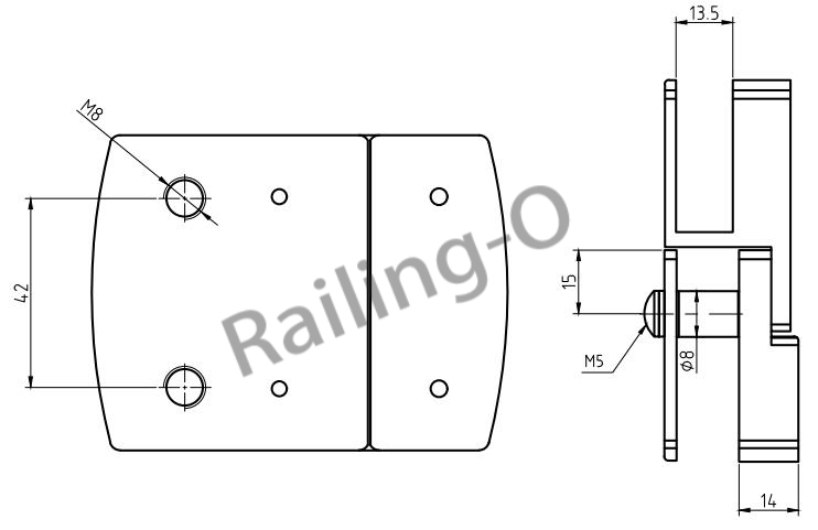 LATCH ASSEMBLY 180˚ GLASS TO GLASS