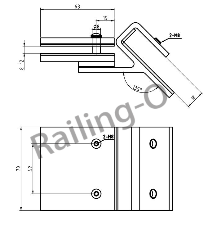 LATCH ASSEMBLY135 DEGREE GLASS TO GLASS PULL LATCH