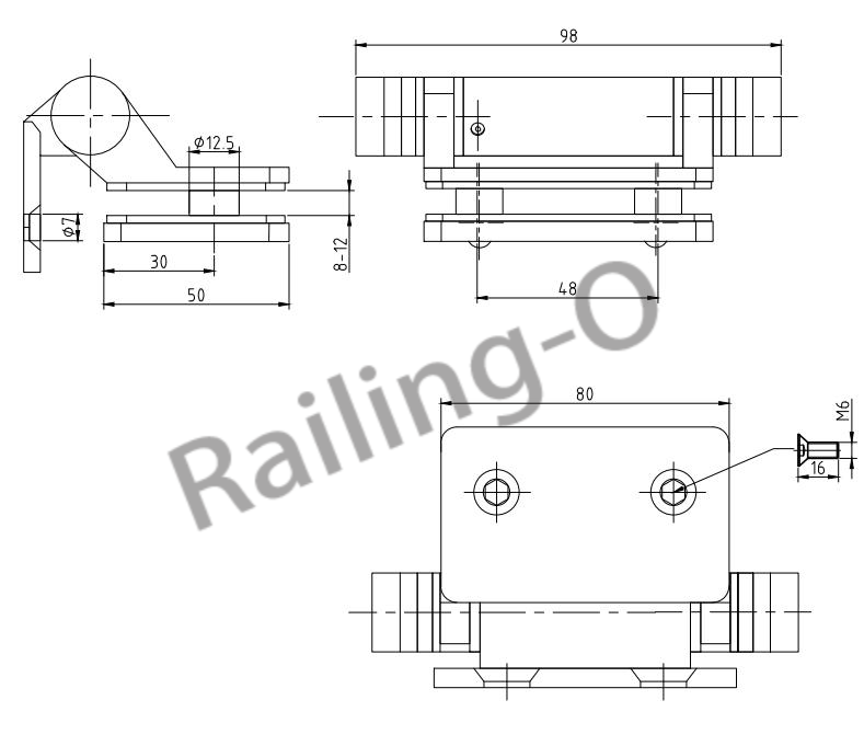 SPRING HINGE GLASS TO SQUARE POST HINGES