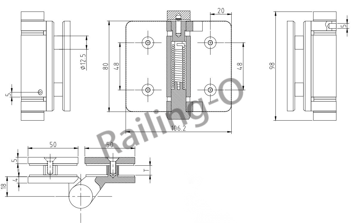 SPRING HINGE GLASS TO GLASS HINGES