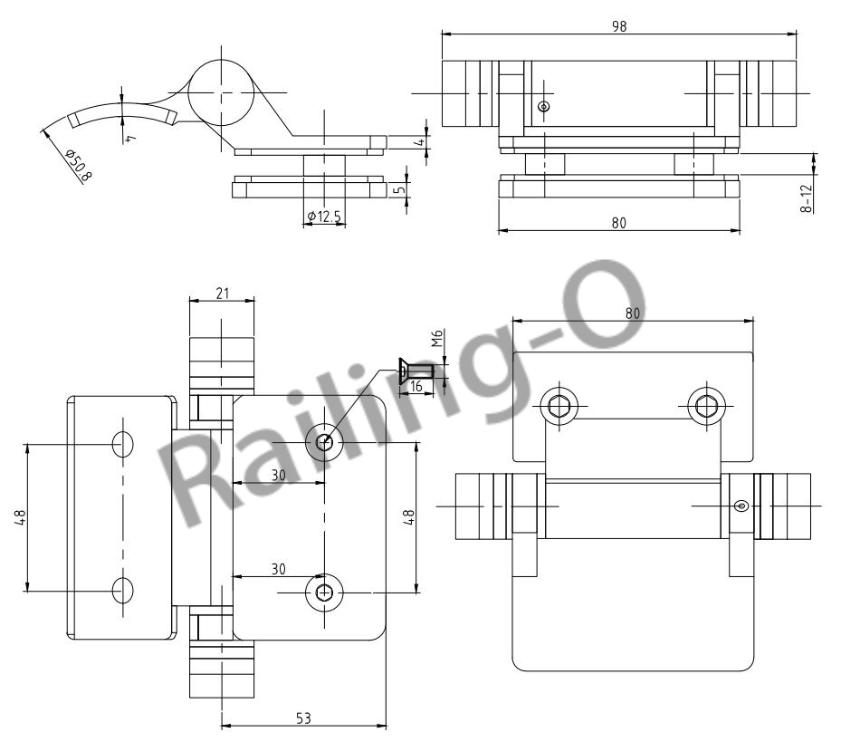 SPRING HINGE GLASS TO ROUND POST HINGES