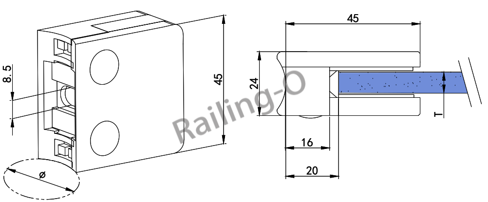 Small Square 45x45x24mm Type With Plate