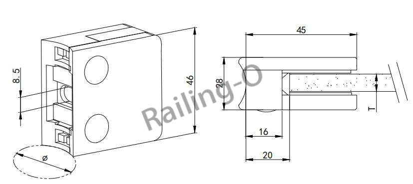 Small Square 45x45x28mm Type With Plate