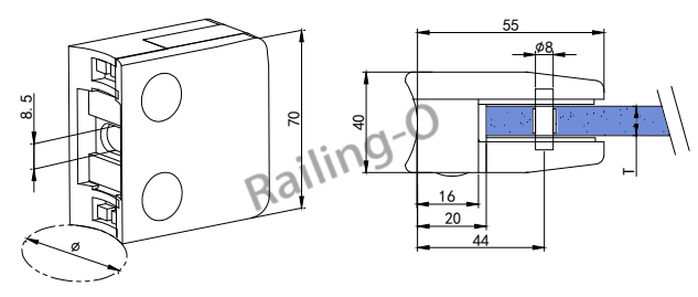 Large Square 55x70x40mm Type With Plate