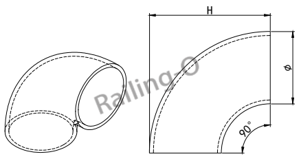 90 degree elbow for handrail tube by welding