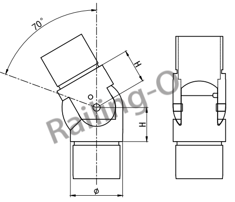 Adjustable tube connector for railing