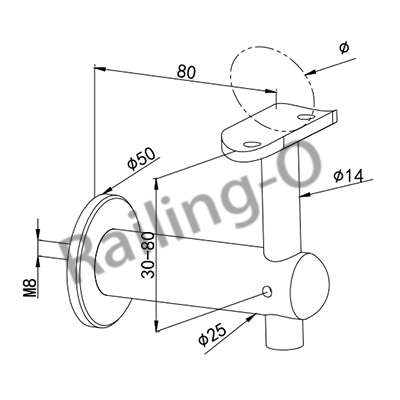 Wall Mount Handrail Bracket