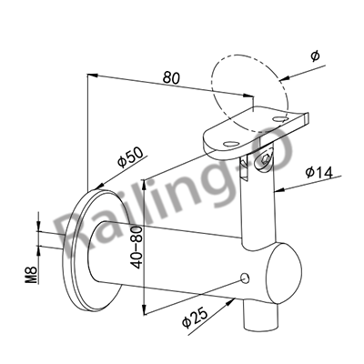 Wall Mount Staircase Adjustable Handrail Bracket