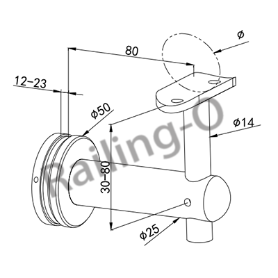 Glass Mount Handrail Bracket for Rectangle Railing