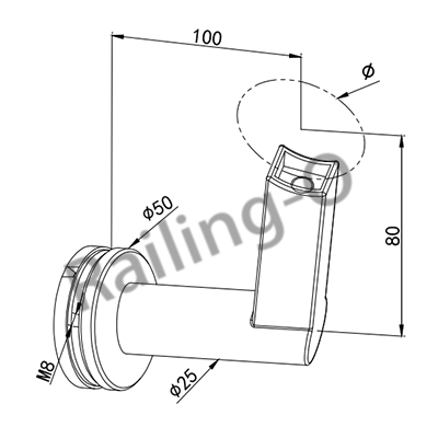 Glass Mount Adjustable Staircase Handrail Bracket