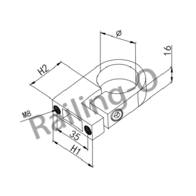 BRACKET FOR  SIDE FIXED BALUSTER POST, AISI316