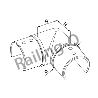 ROUND SLOTTED TUBE 90 DEGREE CONNECTOR