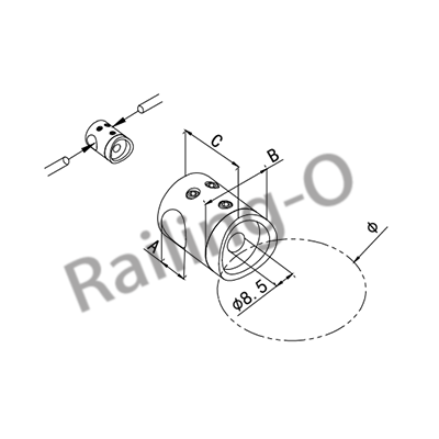 Cross bar holder through hole with 3 holding screws