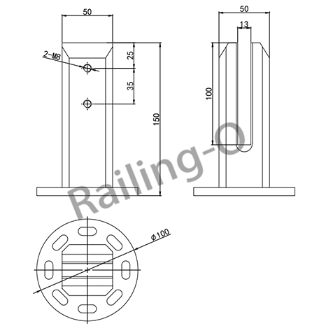 FRICTION SPIGOT BALUSTRADE SQUARE FLANGED