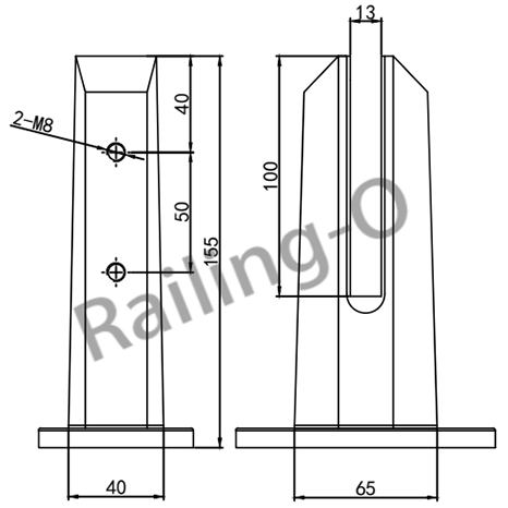 FRICTION SPIGOT BALUSTRADE OVAL SQUARE FLANGED