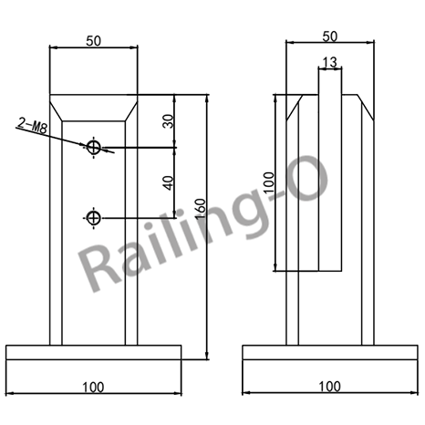 FRICTION SPIGOT BALUSTRADE SQUARE FLANGED