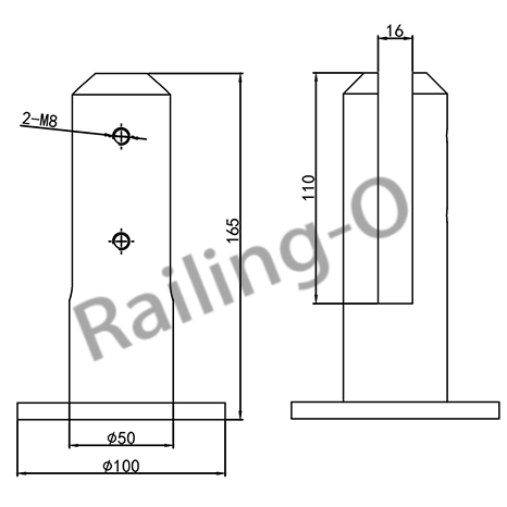 FRICTION SPIGOT BALUSTRADE SQUARE FLANGED