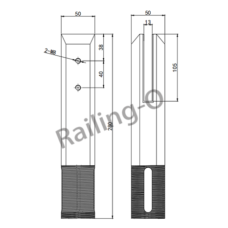 BALUSTRADE SPIGOT SQUARE  280MM