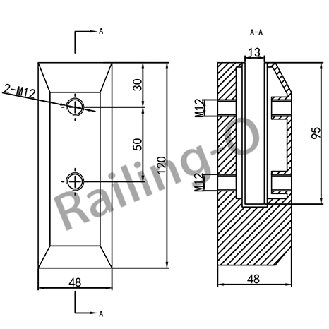 BALUSTRADE SPIGOT SIDE MOUNT SPIGOT 120MM