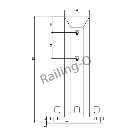 BALUSTRADE SPIGOT SQUARE FLANGED 203MM