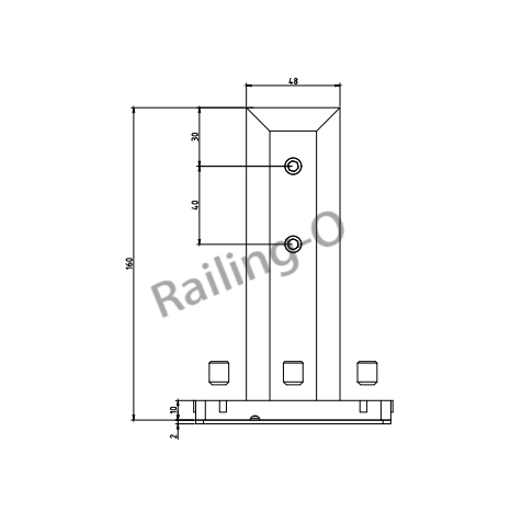 BALUSTRADE SPIGOT SQUARE FLANGED ADJUSTABLE 160MM