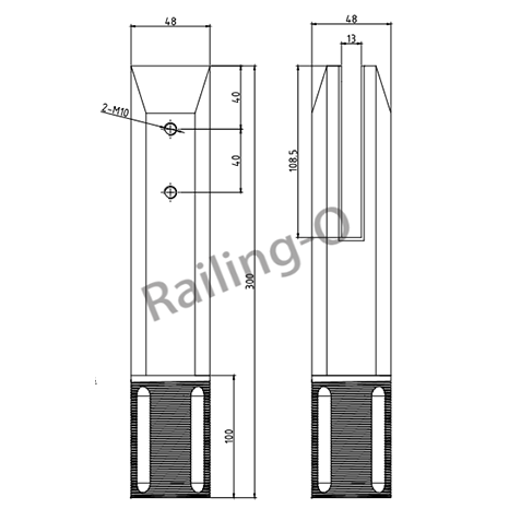 BALUSTRADE SPIGOT SQUARE CORE DRILLED 300MM