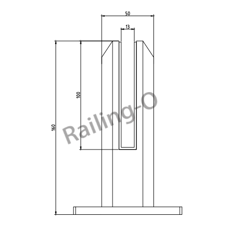 BALUSTRADE SPIGOT SQUARE FLANGED ADJUSTABLE 160MM