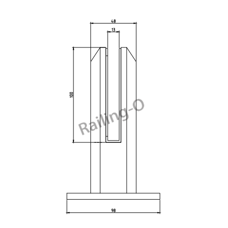 BALUSTRADE SPIGOT SQUARE FLANGED  150MM