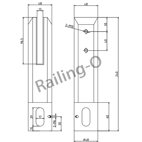 BALUSTRAD SPIGOT SQUARE CORE DRILLED 240MM