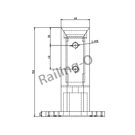 BALUSTRADE SPIGOT SQUARE FLANGED  150MM