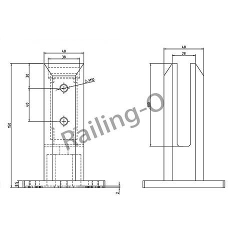 BALUSTRADE SPIGOT SQUARE FLANGED  150MM