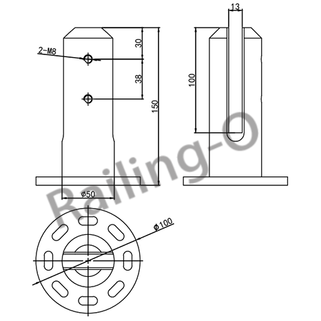 POOL FENCE SPIGOT ROUND FLANGED