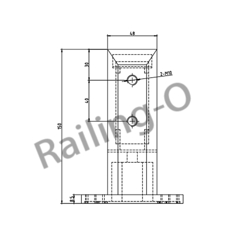 POOL FENCE SPIGOT SQUARE FLANGED 150MM