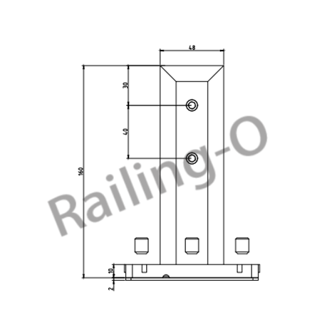 POOL FENCE SPIGOT SQUARE FLANGED ADJUSTABLE 160MM