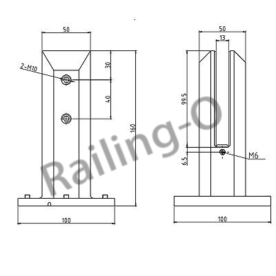 ADJUSTABLE BALUSTRADE SPIGOT SQUARE FLANGED 160MM