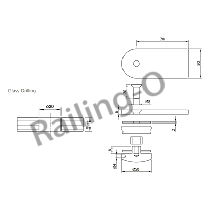 Single Weld-On Bracket 10-12mm Glass