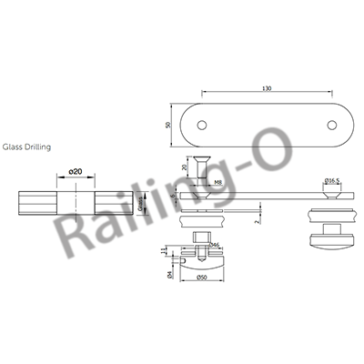 Double Weld-On Bracket 10-12mm Glass