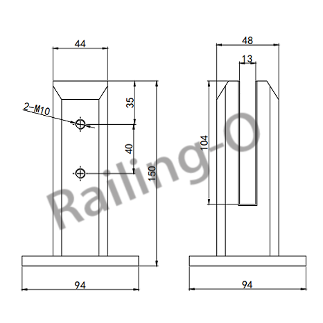 POOL FENCE SPIGOT SQUARE FLANGED 150MM