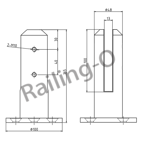 FRICTION SPIGOT BALUSTRADE SQUARE FLANGED