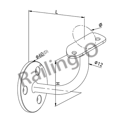 Wall to handrail bracket with smooth angle