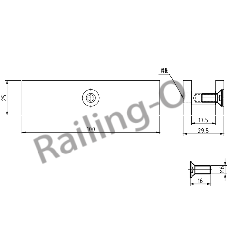 GLASS CLAMP 180˚ INLINE JOINER 100MM