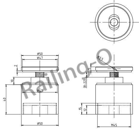 50MM OD Glass-Wall Holder