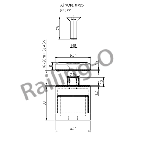 40MM OD Glass-Wall Holder