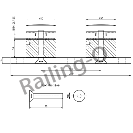 50MM OD Glass-Wall Holder