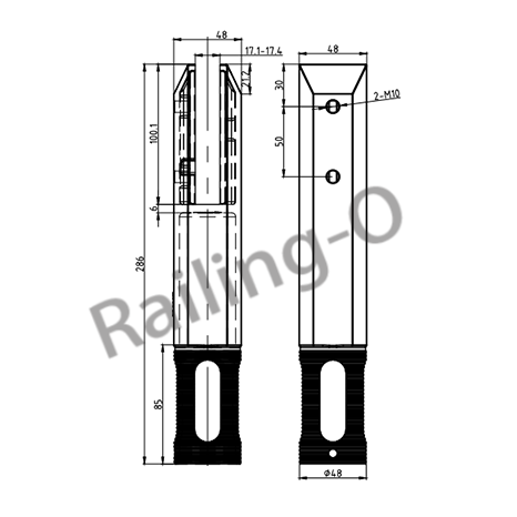SPIGOT SQUARE CORE DRILLED 286MM