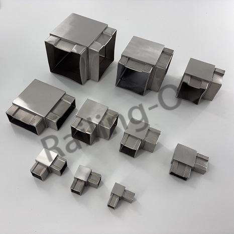 Square 90 degree connector for handrail tube
